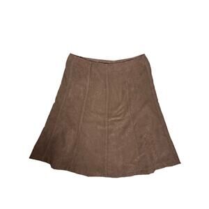 Vintage Y2K Brown Suede Midi Skirt Women’s 32W L Cottagecore Fall